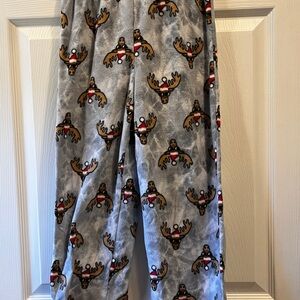 Cuddl Duds Gray Moose Print Kids Pajama Bottoms